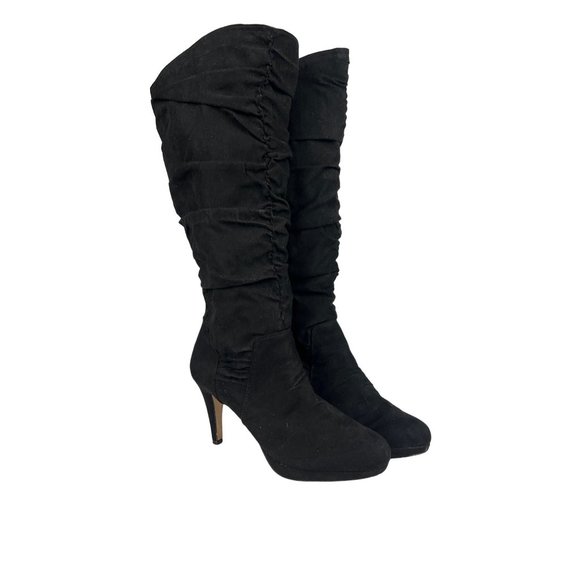 Adrienne Vittadini Peedro Suede Heel Slouch Boots - Picture 2 of 11